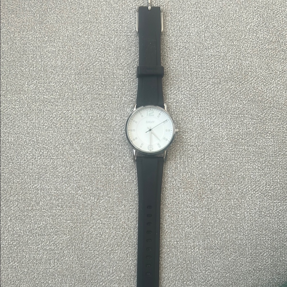 DKNY Silver and Black Modern Watch